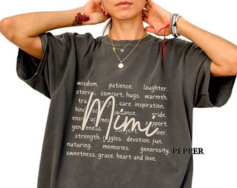 Chemise Mimi Comfort Colors® personnalisée, T-shirt Mimi, Cadeau pour la fête des Mères, Cadeau pour grand-mère, Nouvelle annonce Gigi Nana Nonna Lolli, Cadeau Grammy