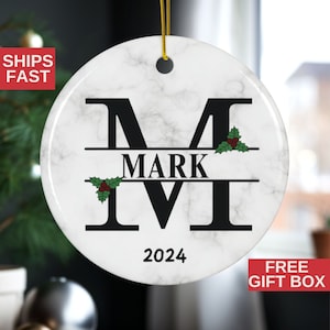 Christmas Ornament Personalized Name, Custom Letter Name Family Keepsake, Family Monogram Alphabet Christmas Gifts, Custom Initial Ornaments