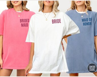 BESTICKTE Comfort Colors® Brautparty Shirts, personalisierte Trauzeugin Shirts, personalisierte Brautjungfer Shirt, Geschenk für Braut, Brautjungfern Geschenke