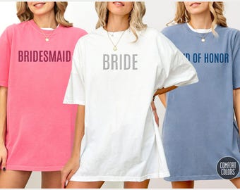 BESTICKTE Comfort Colors® Brautparty Shirts, personalisierte Trauzeugin Shirts, personalisierte Brautjungfer Shirt, Geschenk für Braut, Brautjungfern Geschenke