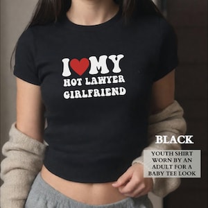 Lesbian Pride Baby Tee Shirt, I Heart My Hot Lawyer Girlfriend Baby Doll Tee,I Love My Hot Lawyer Girlfriend Shirt,LGBTQIA+ WLW Gift for Her
