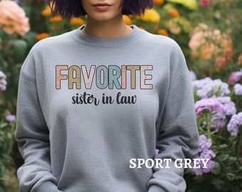 Gepersonaliseerde favoriete trui schoonzus, aangepaste favoriete trui familielid, grappige schoonzus ronde hals, kerstcadeaus voor haar