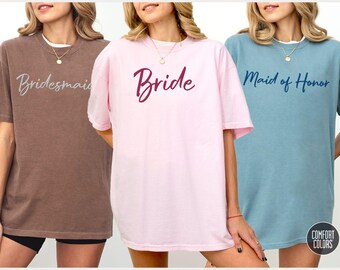 BESTICKTE Comfort Colors® Brautparty Shirts, personalisierte Trauzeugin Shirts, personalisierte Brautjungfer Shirt, Geschenk für Braut, Brautjungfern Geschenke