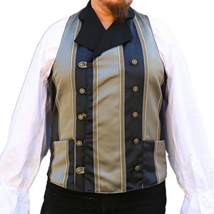 The VM Men&#39;s Double Breasted Waistcoat - Victorian Handmade Steampunk Alternative Wedding Vest Fantasy Gothic Renaissance Medieval Waistcoat