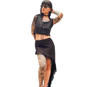 The VM Festival Skirt - Black  Festival Clothing Burning Man Skirt Boho Fairy Skirt Long Elven Renaissance Faire Pixie Cosplay Skirt