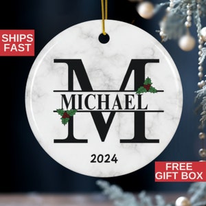 Christmas Ornament Personalized Name, Custom Letter Name Family Keepsake, Family Monogram Alphabet Christmas Gifts, Custom Initial Ornaments