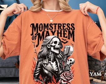 Halloween Mom Shirt, Funny Halloween Comfort Colors Shirt, Momstress Mayhem Shirt, Halloween Mama Tee, Spooky Mom Tee,Halloween Gift for Mom