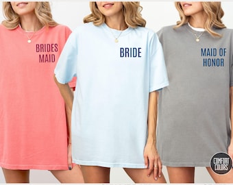 BESTICKTE Comfort Colors® Brautparty Shirts, personalisierte Trauzeugin Shirts, personalisierte Brautjungfer Shirt, Geschenk für Braut, Brautjungfern Geschenke