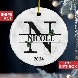 Christmas Ornament Personalized Name, Custom Letter Name Family Keepsake, Family Monogram Alphabet Christmas Gifts, Custom Initial Ornaments