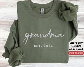 Sudadera de abuela bordada personalizada, regalo personalizado para el día de la madre, regalo para abuela, suéter bordado con fecha de nacimiento de mimi mami