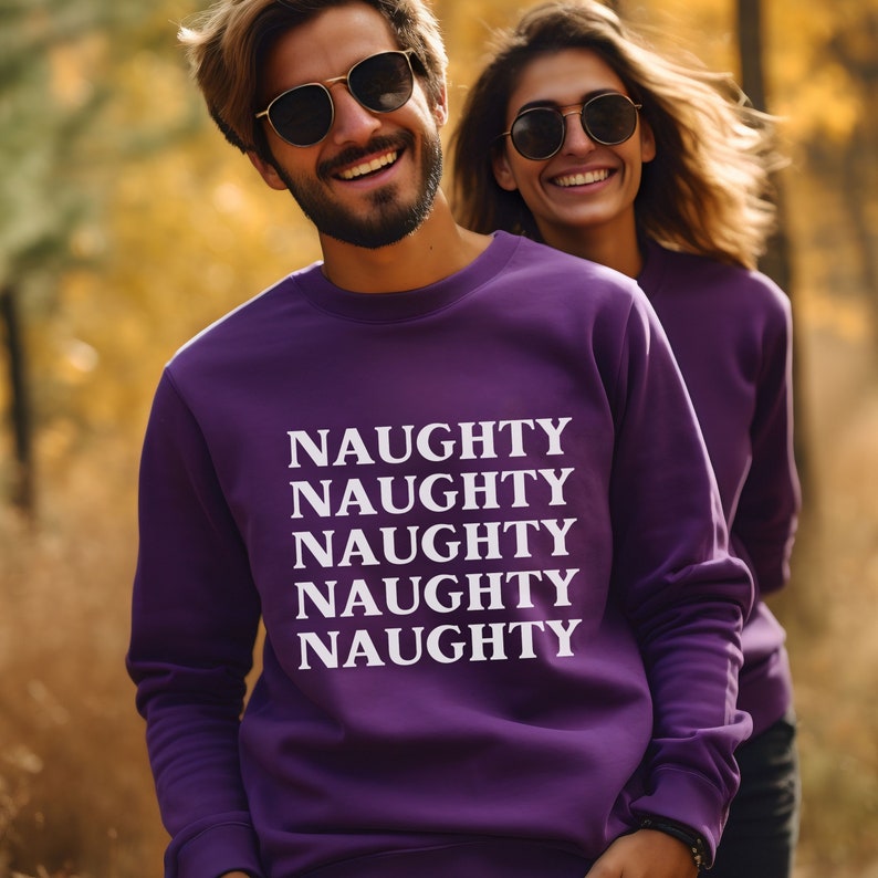 Maglietta Natale Abbinata Naughty And Nice - Uomo, 100% Cotone, Idea Regalo