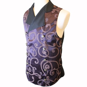 The VM Men&#39;s Double Breasted Waistcoat - Maroon Tapestry Victorian Steampunk Alternative Wedding Vest Fantasy Renaissance Medieval Waistcoat