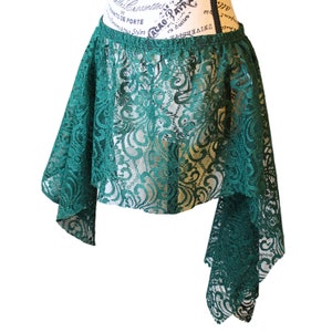 The VM Short Asymmetrical Skirt - Lace Festival Clothing Burning Man Skirt Boho Fairy Skirt Long Elven Renaissance Faire Cosplay Pixie Skirt
