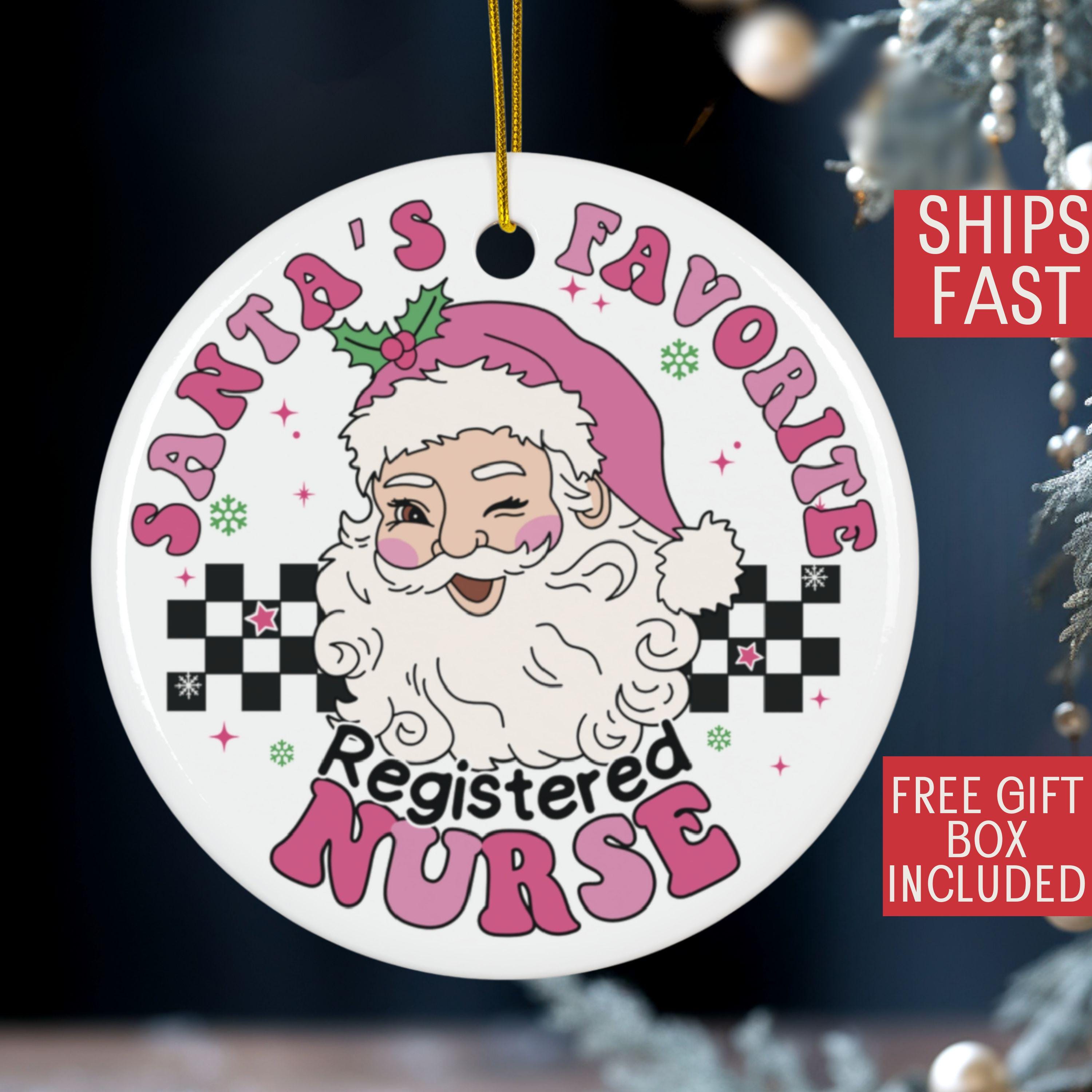 Santa’s Favorite Nurse, Personalized Custom Acrylic Ornament, Christmas Gift For Nurse