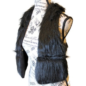The VM Faux Fur Vest Holster w Pockets -  Barbarian Fake Fur Unisex Holster Vest Open Back Vegan Fur Festival Boho Playa Gift For Cosplayer