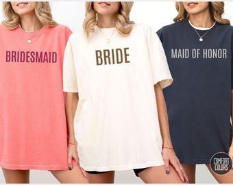 BESTICKTE Comfort Colors® Brautparty Shirts, personalisierte Trauzeugin Shirts, personalisierte Brautjungfer Shirt, Geschenk für Braut, Brautjungfern Geschenke
