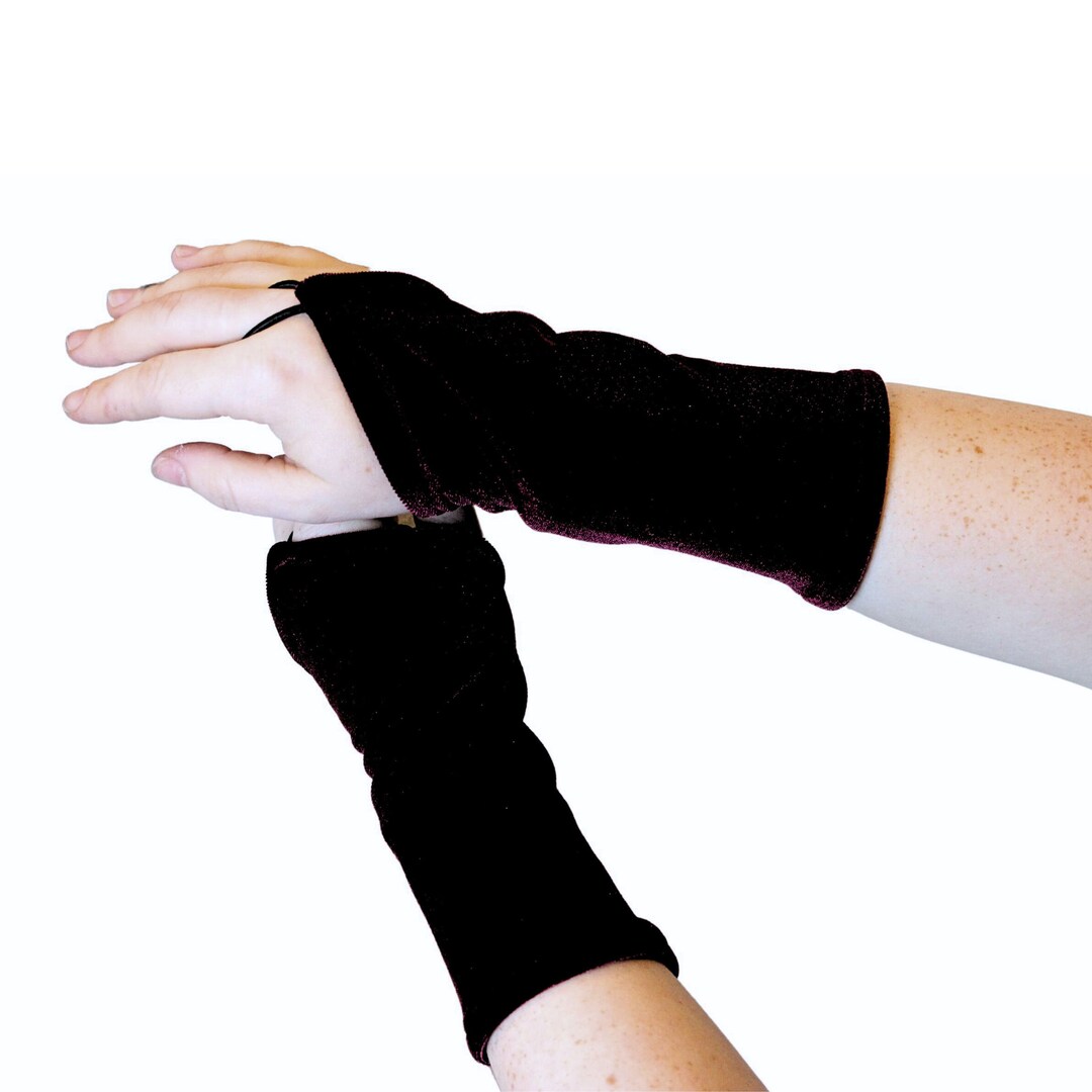 The VM Short Velvet Gloves Black Velvet Fingerless Gloves Etsy