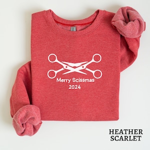 Christmas Sweatshirt, Merry Scissmas 2024 Sweater, Minimalist Subtle Lesbian Pride Christmas Crewneck, LGBTQIA+ WLW Christmas Gifts for Her