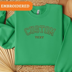 EMBROIDERED Personalized Varsity Sweatshirt - Embroidery Crewneck- Custom Embroidery Personalized Sweater - Embroidered Mother&#39;s Day Gift