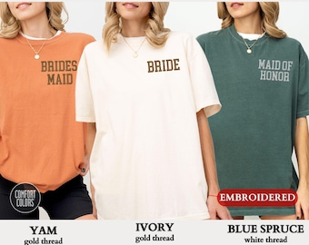 BESTICKTE Comfort Colors® Brautparty Shirts, personalisierte Trauzeugin Shirts, personalisierte Brautjungfer Shirt, Geschenk für Braut, Brautjungfern Geschenke