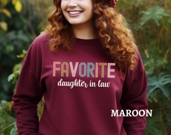 Sweatshirt gepersonaliseerde favoriete schoondochter, trui aangepaste favoriete familielid, grappig verjaardagscadeau schoondochter, kerstcadeau