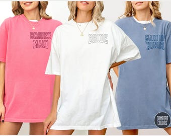 BESTICKTE Comfort Colors® Brautparty Shirts, personalisierte Trauzeugin Shirts, personalisierte Brautjungfer Shirt, Geschenk für Braut, Brautjungfern Geschenke