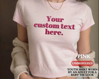 Lesbian Pride Baby Tee Shirt,Personalized EMBROIDERED Your Custom Text Here Baby Doll Tee,Pride Party Group Baby Tees,Gay Shirt Gift for Her
