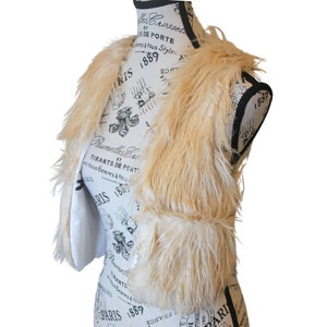 The VM Faux Fur Vest Holster w Pockets -Cream Fake Fur Unisex Holster Vest Open Back Vegan Fur 90s Festival Boho Playa Gift For Cosplayer