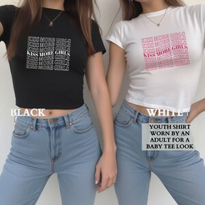 Lesbian Shirt, Kiss More Girls Lesbian Pride Baby Tee Shirt, Queer Pride Group Matching Shirts, LGTBQIA Gift for Her,WLW Gift for Girlfriend