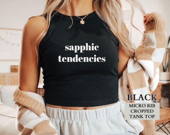 Camiseta de orgullo lésbico, divertida camiseta sin mangas corta con microcanalé de tendencias sáficas, camiseta sin mangas corta para fiesta del orgullo sáfico LGBTQIA+, regalo de orgullo lésbico para ella