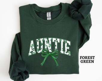 Auntie St. Patrick's Sweatshirt, Auntie Saint Patrick's Day Sweater, Coquette Bow St. Patrick's Gift, First Time Aunt New Aunt Gift for Her