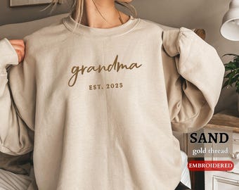 Sudadera de abuela bordada personalizada, regalo personalizado para el día de la madre, regalo para abuela, suéter bordado con fecha de nacimiento de mimi mami
