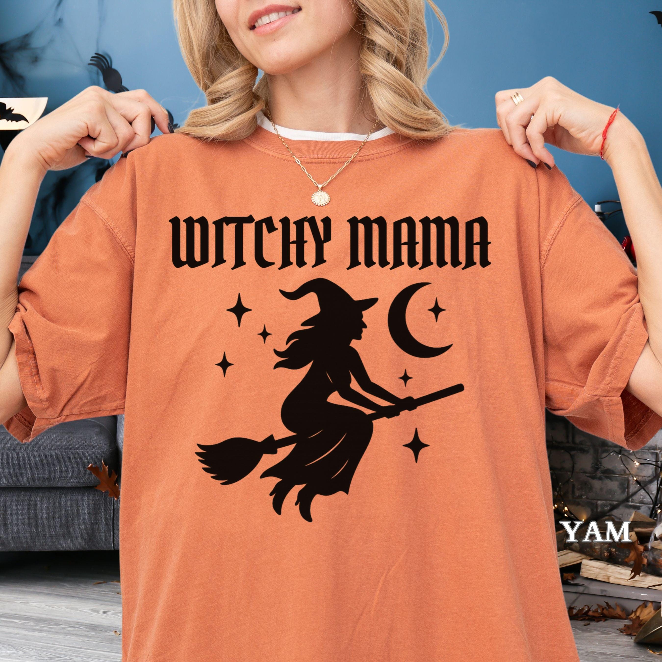 T-shirt Halloween Drôle Vieille Dame Sorcière - Coton, Fait Main, Taille Régulière, Neuf Avec étiquettes