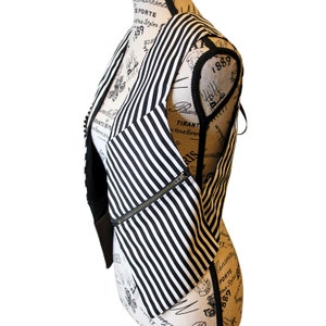 The VM Holster Vest - Black White Cotton Canvas Shoulder Holster, 6 Pocket Adjustable Utility Vest, Gothic Burning Man Cross Body Travel Bag