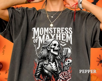 Halloween Mom Shirt, Funny Halloween Comfort Colors Shirt, Momstress Mayhem Shirt, Halloween Mama Tee, Spooky Mom Tee,Halloween Gift for Mom