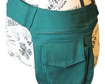 The VM Pocket Belt - Green Canvas Cosplay Festival Belt Bag, Renaissance Faire Vegan Hip Belt Pouch Cottage Core Utility Y2K Fanny Pack Gift