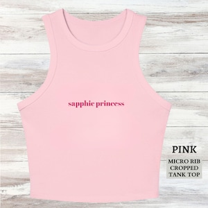 Camiseta Orgullo Lésbico, Divertida Camiseta Corta de Princesa Lésbica con Microcanales, Camiseta Corta para Fiesta Orgullo Lésbico LGBTQIA+, Regalo Orgullo Lésbico para Ella