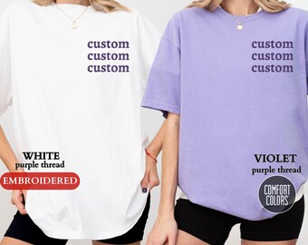 Personalized EMBROIDERED Comfort Colors Shirt, Custom T-Shirts, Embroidered Comfort Colors Tee, Custom Embroidery, Christmas Embroidery Gift