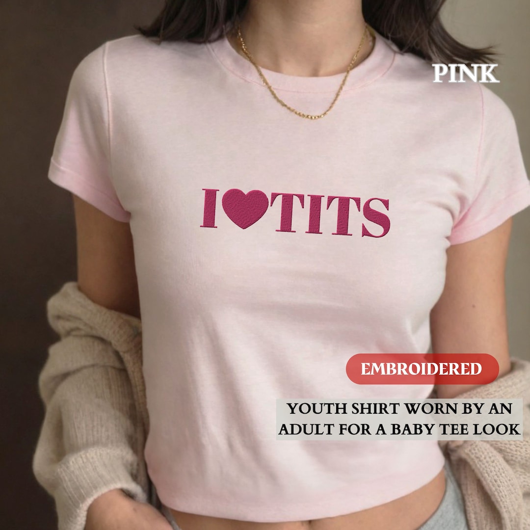 Lesbian Pride Baby Tee Shirt, Personalized EMBROIDERED I Heart Tits