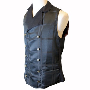 The VM Men&#39;s Double Breasted Waistcoat - Black Tapestry Victorian Steampunk Alternative Wedding Vest Gothic Medieval Renaissance Waistcoat