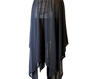 The VM Asymmetrical Skirt - Chiffon Festival Clothing Burning Man Skirt Boho Fairy Skirt Long Elven Renaissance Faire Cosplay Pixie Skirt