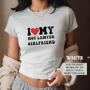 Lesbian Pride Baby Tee Shirt, I Heart My Hot Lawyer Girlfriend Baby Doll Tee,I Love My Hot Lawyer Girlfriend Shirt,LGBTQIA+ WLW Gift for Her