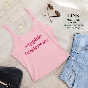 Camiseta del Orgullo Lésbico, Top Corto con Tirantes Finos y Tendencias Sáficas Divertidas, Top Corto para Fiesta del Orgullo Lésbico Sáfico, Regalo del Orgullo Lésbico para Ella