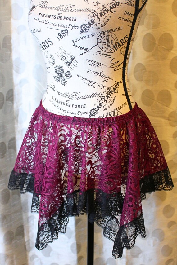 The VM Short Asymmetrical Skirt - Wine Lace Festival