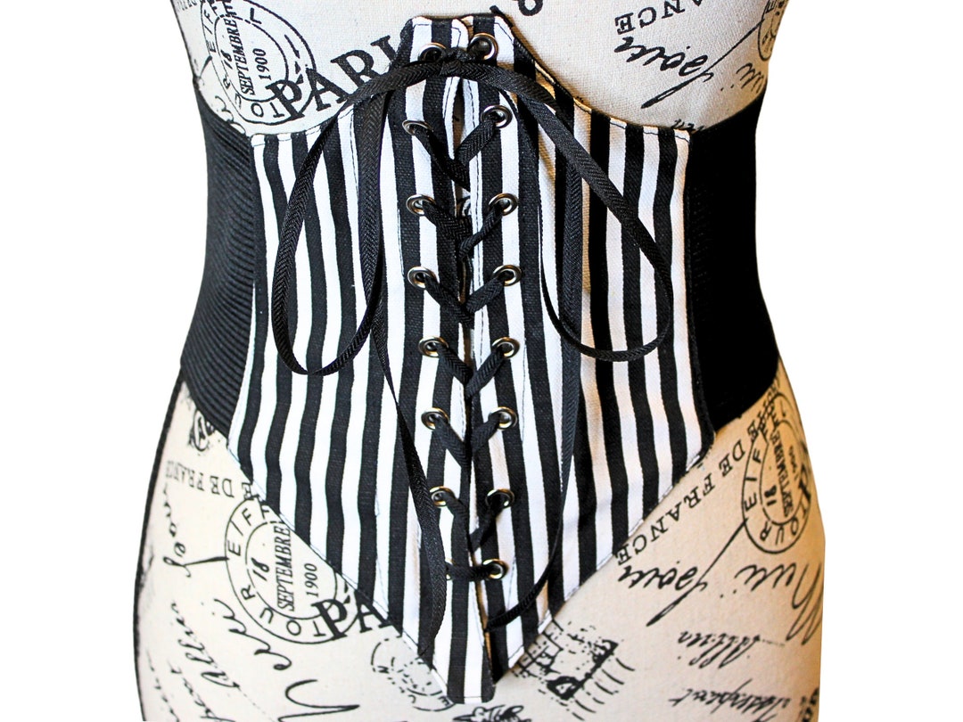 The VM Corset Waist Belt Black and White Laceup Laceup Renaissance