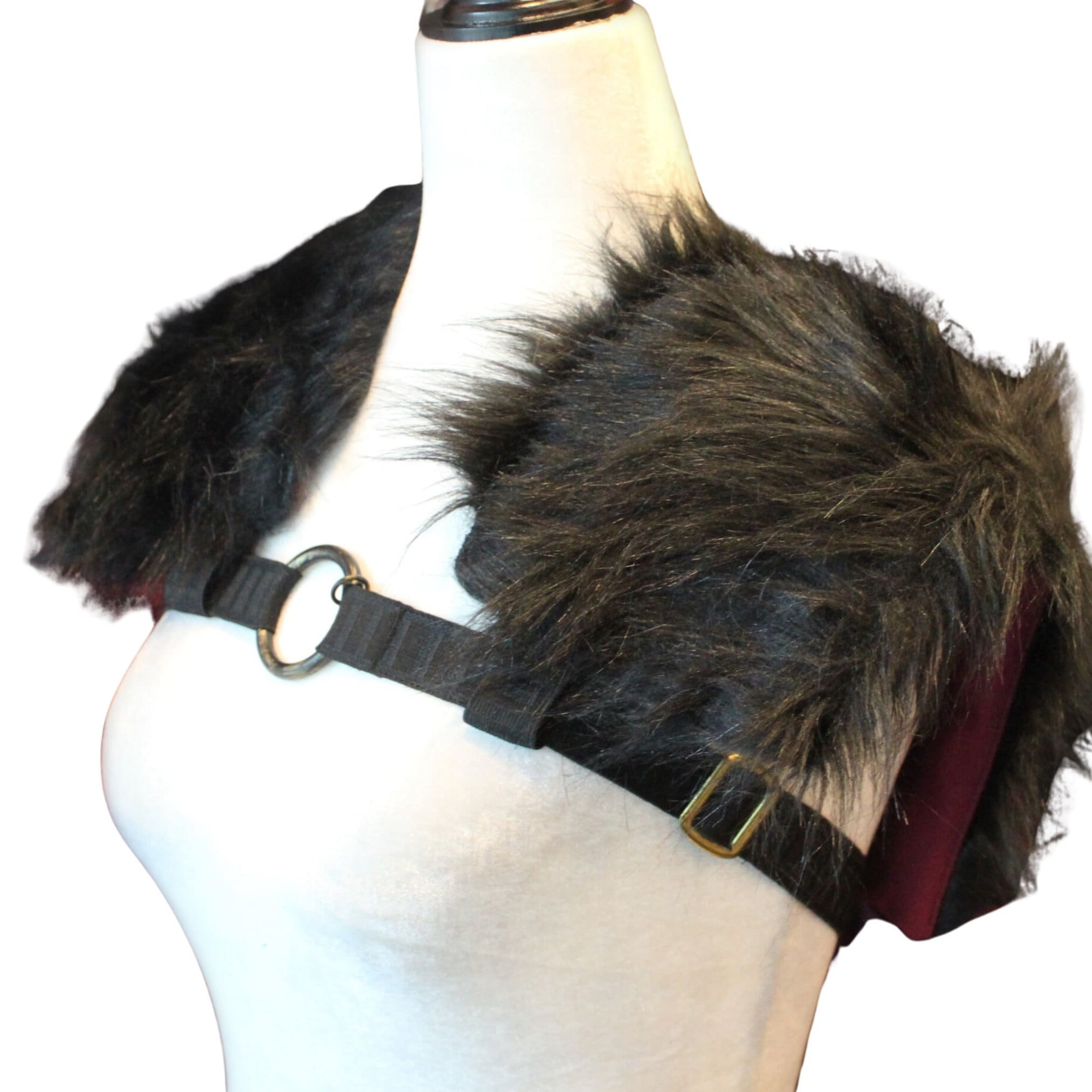 The VM Ren Faire Faux Fur Shoulder Harness Goth Steampunk Vegan