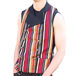 The VM Men&#39;s Double Breasted Waistcoat - Victorian Handmade Steampunk Alternative Wedding Vest Fantasy Gothic Renaissance Medieval Waistcoat