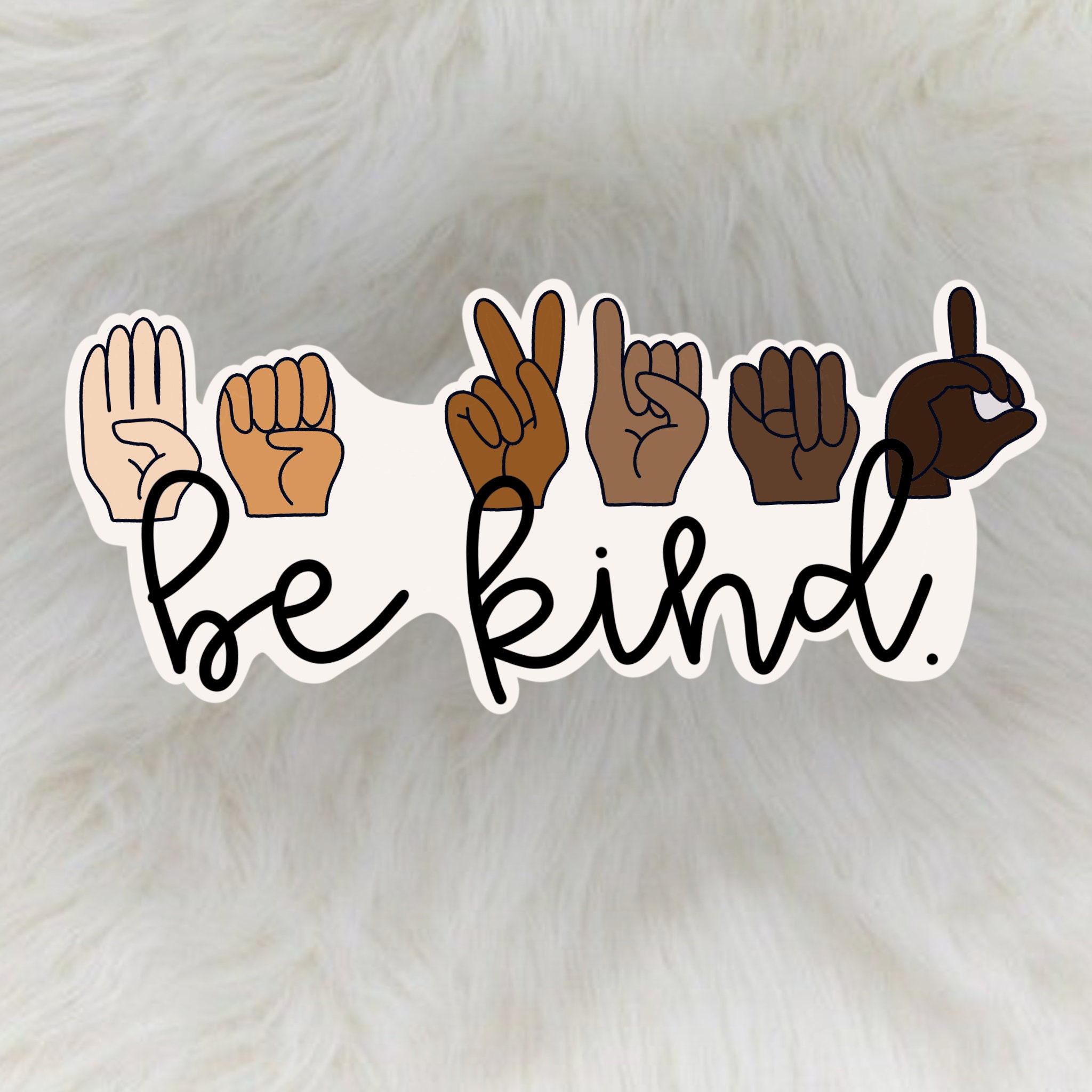 Diverse ASL Be Kind Sticker