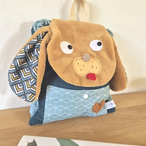 Sac a dos maternelle chien , sac à dos crèche, sac à dos personnalisable , sac à dos enfant , sac à dos velours, cartable enfant