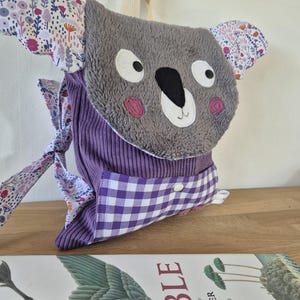 Sac a dos maternelle koala , sac à dos crèche, sac à dos personnalisable , sac à dos enfant , sac à dos velours, cartable enfant